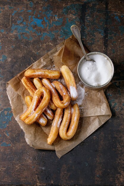 Churros españoles con azúcar