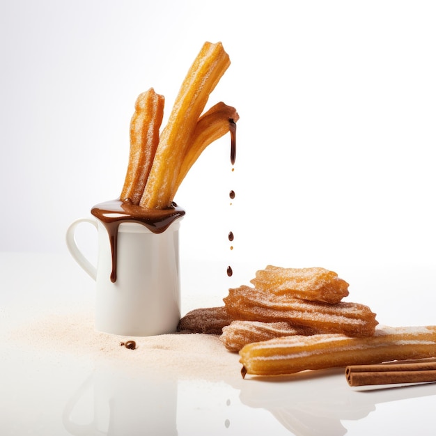 Churros isolados em branco Generative AI