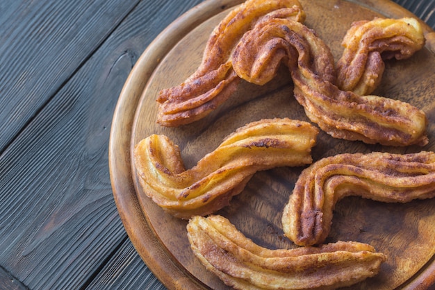 Foto churros con salsa de chocolate