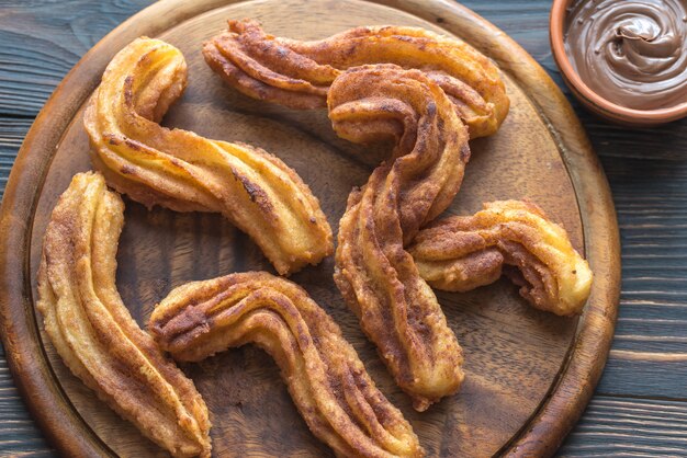 Churros con salsa de chocolate