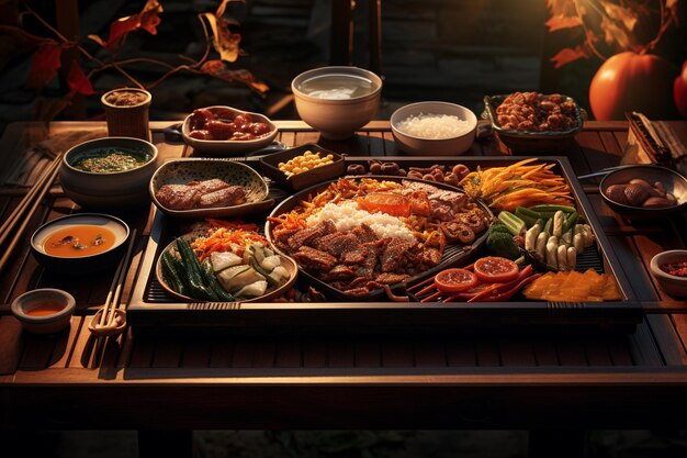 Chuseok hangavi Fiesta tradicional coreana, un momento en que las familias se reúnen para agradecer a sus antepasados por una abundante cosecha de otoño Chuseok Songpyeon Tteok Acción de gracias coreana