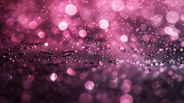 Chuva cintilante com gotículas de chuva e neve rosa C brilhante Y2K Colagem de fundo de néon