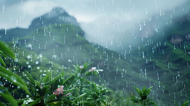 Chuva de névoa nas montanhas