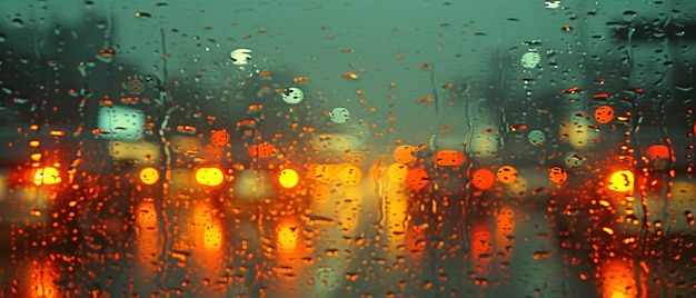 chuva em um pára-brisas com uma rua da cidade ao fundo