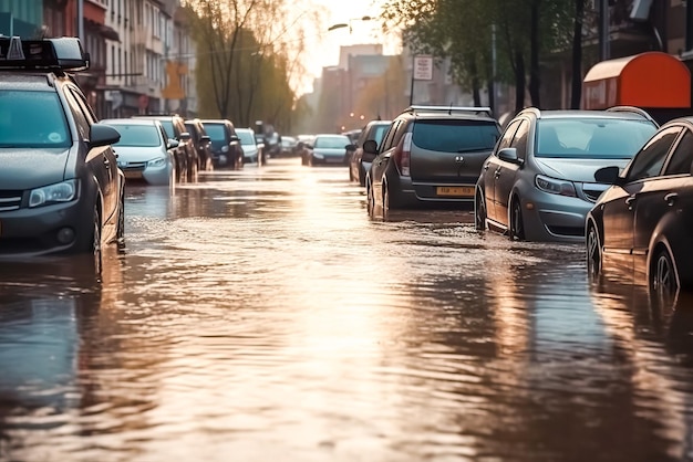 Chuva forte na cidade IA generativa