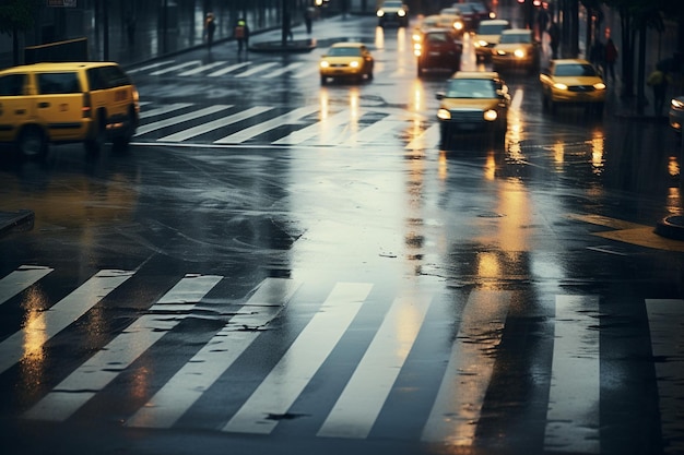 Chuva na intersecção de transporte da cidade