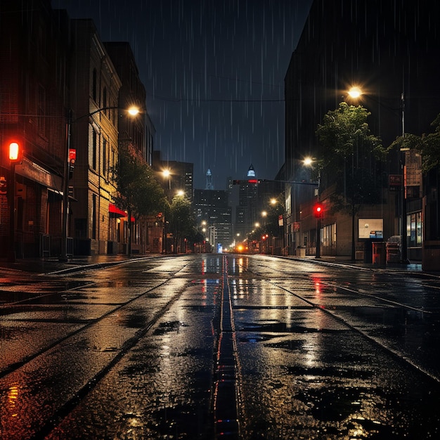 Chuva na rua na noite escura