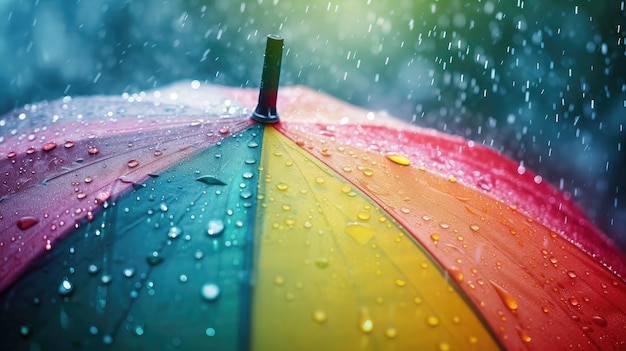 Chuva no guarda-chuva arco-íris
