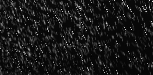 Foto chuva no preto. salpicos abstratos de água em um fundo preto para modo de mesclagem de tela e retoque de fotos.