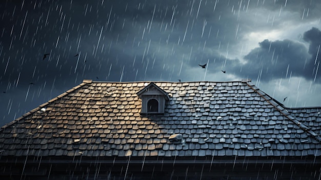 Foto chuva torrencial na tempestade de verão e gotas de chuva