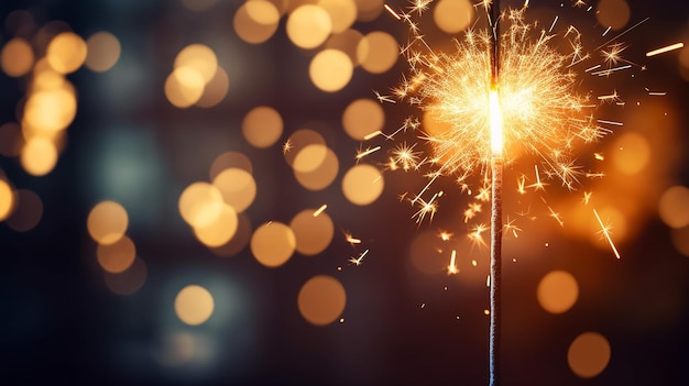 Chuveirinho ardente com luz de bokeh em fundo escuro