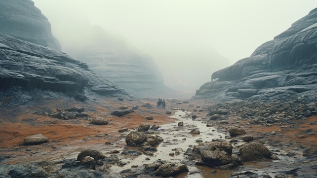 Chuvoso planeta estrangeiro paisagem dilúvio místico