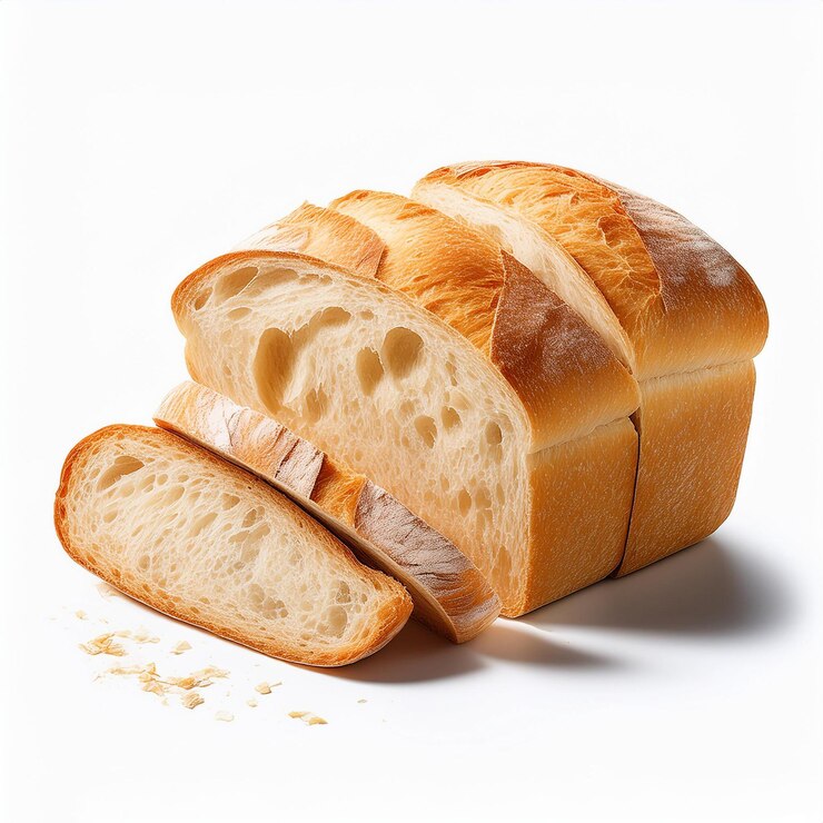 Ciabatta pan italiano pan rebanado en diferentes ángulos pila pila rebanado