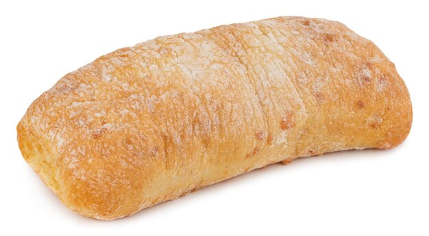 Ciabatta (pão italiano), isolado em um fundo branco.