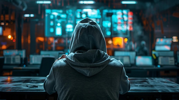 Un cibercriminal en la computadora