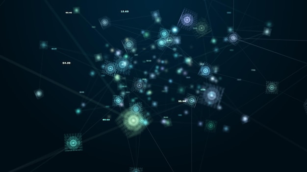 Ciberespacio digital Red de datos digitales y conexiones de cadena de bloques