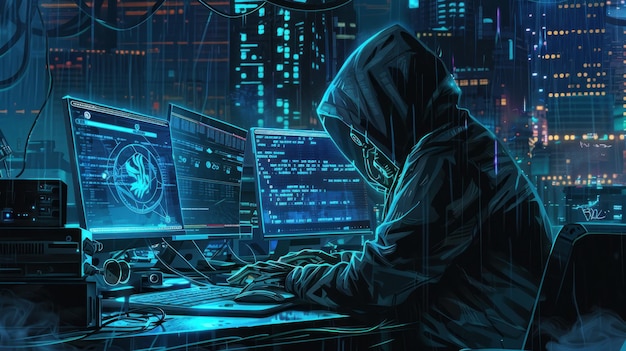 Ciberguerreros seguros Iconos de bloqueo virtual Protección de datos cifrados contra amenazas digitales