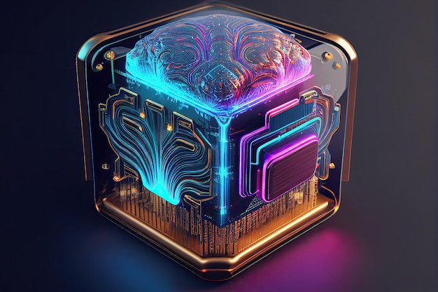 Cibernética Inteligência Artificial Cérebro Chip de Computador Tecnologia Cibernética IA Generativa