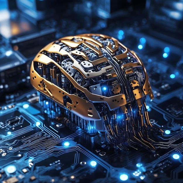 Cibernética Inteligência Artificial Cérebro Chip de Computador Tecnologia Cibernética