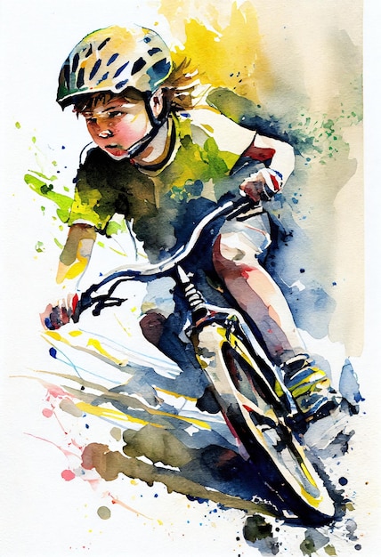 Ciclismo deporte Acuarela Arte