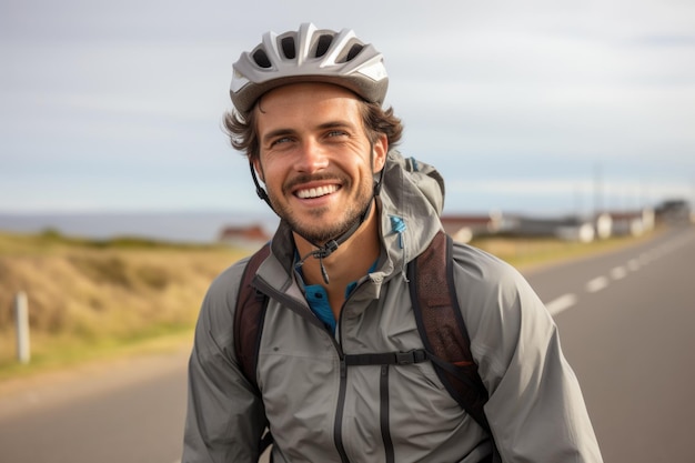 Un ciclista con antecedentes al aire libre.