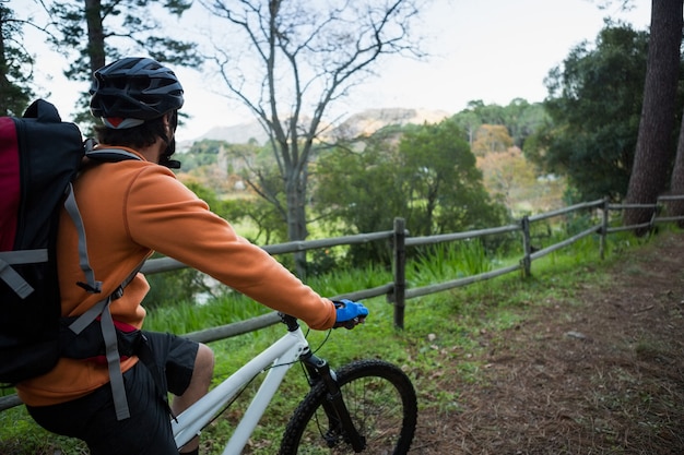 ciclista de montanha homem masculino bicicleta na floresta