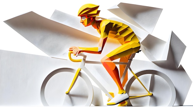 Ciclista de ilustración de estilo de corte de papel