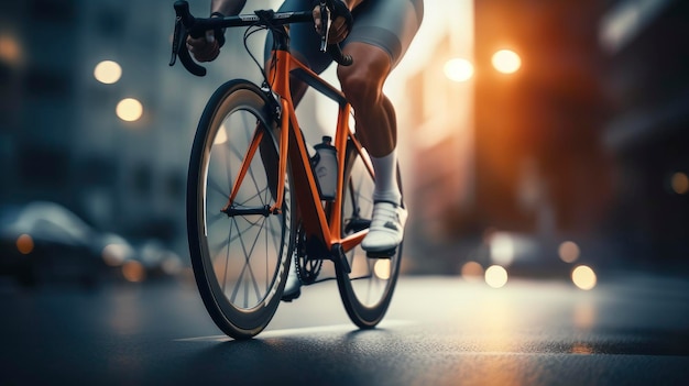 Un ciclista monta una bicicleta deportiva profesional en una pista