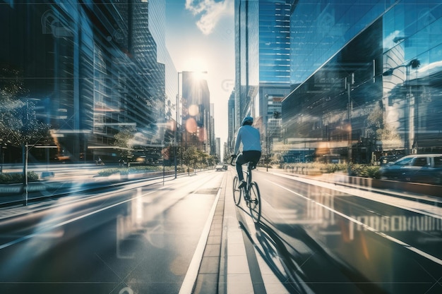 El ciclista monta su bicicleta.