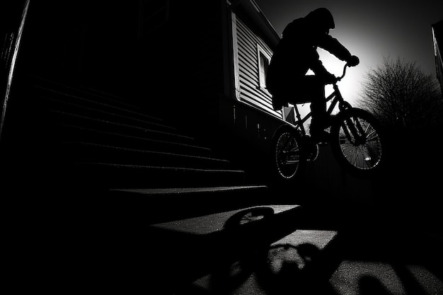 Ciclista saltando desde una rampa