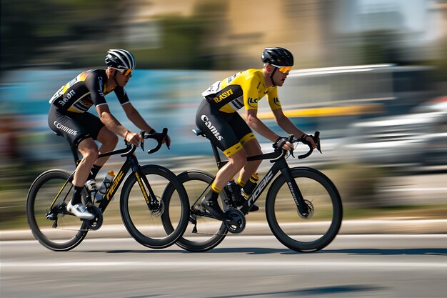 Ciclistas bajando por la carretera