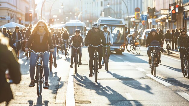 Foto ciclistas en la ciudad