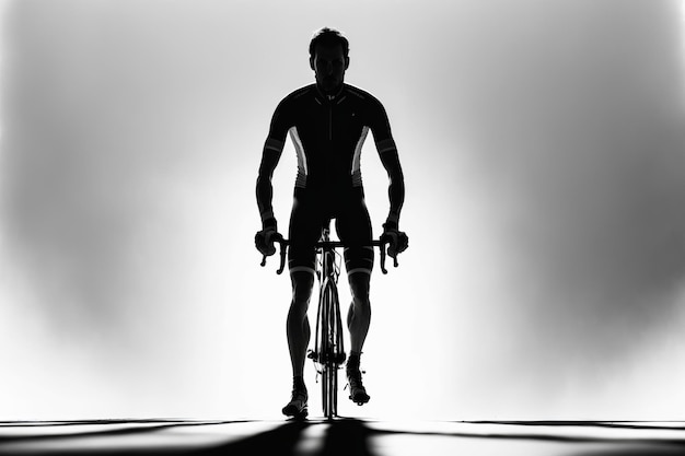 Ciclistas de atleta em silhuetas no fundo branco Ilustração AI Generative