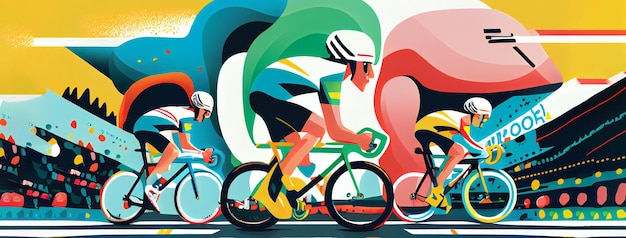 Ciclistas Peloton TdF France Fundo abstrato com espaço de cópia Generative ai