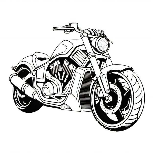 Ciclo de motor contorno negro ilustración blanca