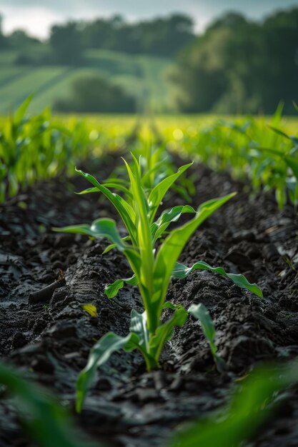 Foto ciclo sazonal de um campo de milho da plantação à colheita utilizado na produção de bebidas espirituosas artesanais