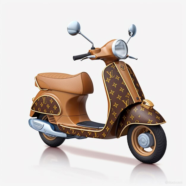 ciclomotor arafed con un patrón de louis vuitton en la parte delantera ai generativo