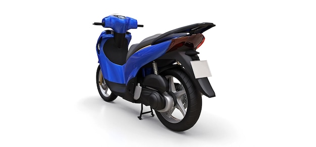 Ciclomotor azul urbano moderno en una ilustración 3d de fondo blanco
