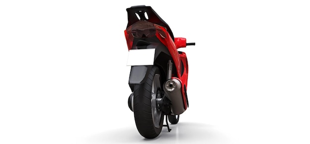 Ciclomotor vermelho urbano moderno em uma ilustração 3D de fundo branco
