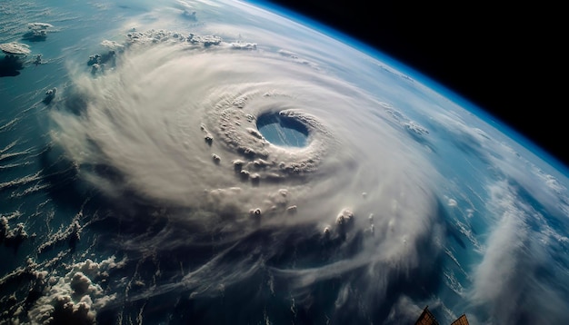 Un ciclón tropical desde el espacio se ve desde el espacio.