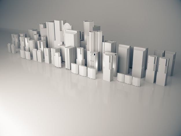 Cidade abstrata modelo renderização em 3D