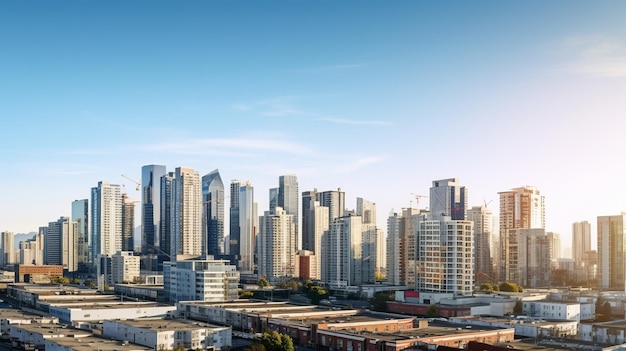 Cidade alta sobe em um horizonte moderno