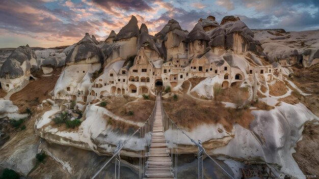 Cidade-caverna no vale de Zelve, na Capadocia, na Turquia