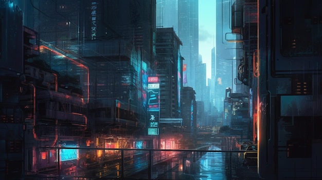 Cidade Cyberpunk na chuva papéis de parede