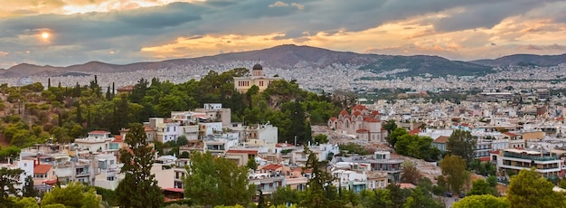 Cidade de Atenas, Grécia. Paisagem urbana, vista panorâmica