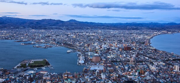 Cidade de Hakodate na península, Hokkaido, Japão