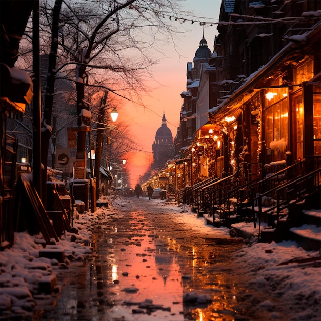 Cidade de Inverno Nova York Ano Novo EUA Feriados de Natal Imagem gerada por IA