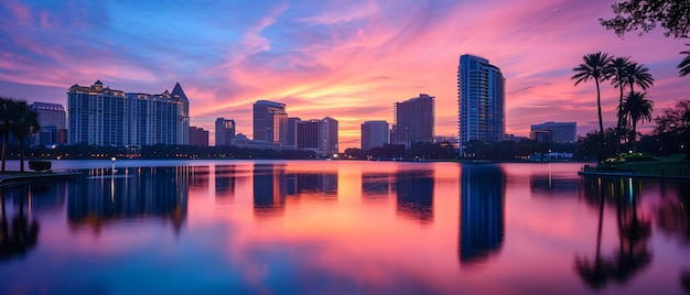 Foto cidade de orlando bela vista panorâmica à noite