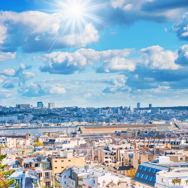 Cidade de Paris de Montmartre Bela paisagem urbana de viagem de Paris