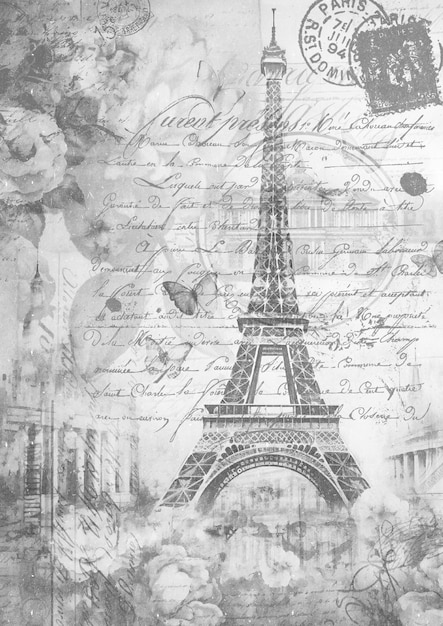 Cidade de Paris Papel Digital Antigo Fundo Vintage